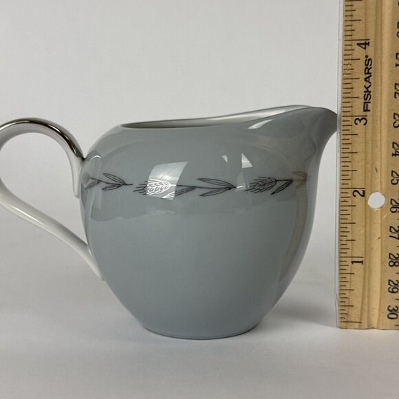Silver Wheat Seyei China Creamer Gray w Platinum Trim Japan 3282 - Picture 4 of 11